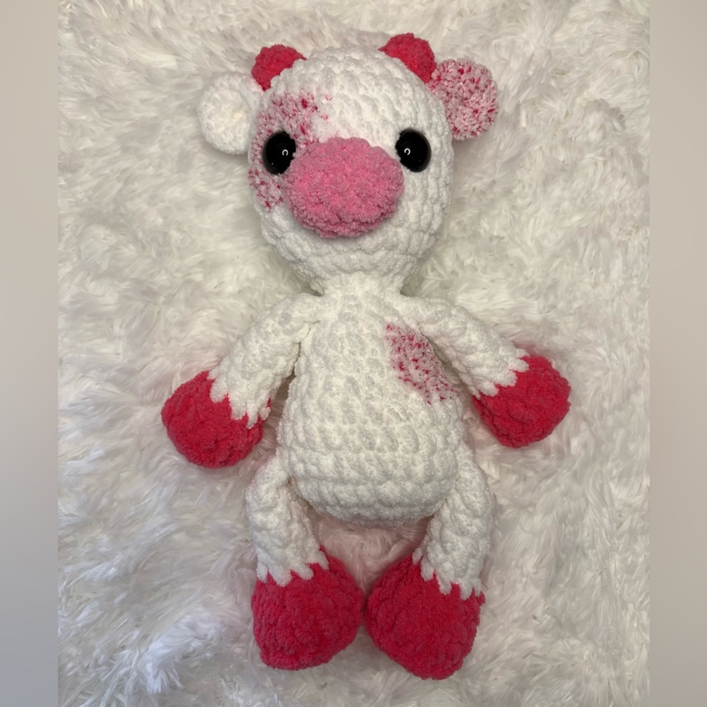 Handmade Crochet Pink Cow